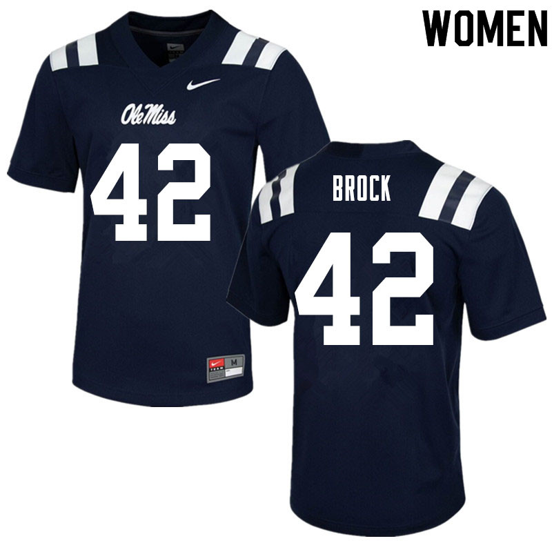 Women #42 Brooks Brock Ole Miss Rebels College Football Jerseys Sale-Navy